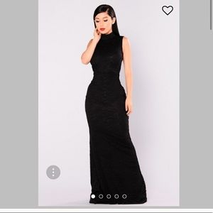 re posh- fashion nova black lace maxi dress